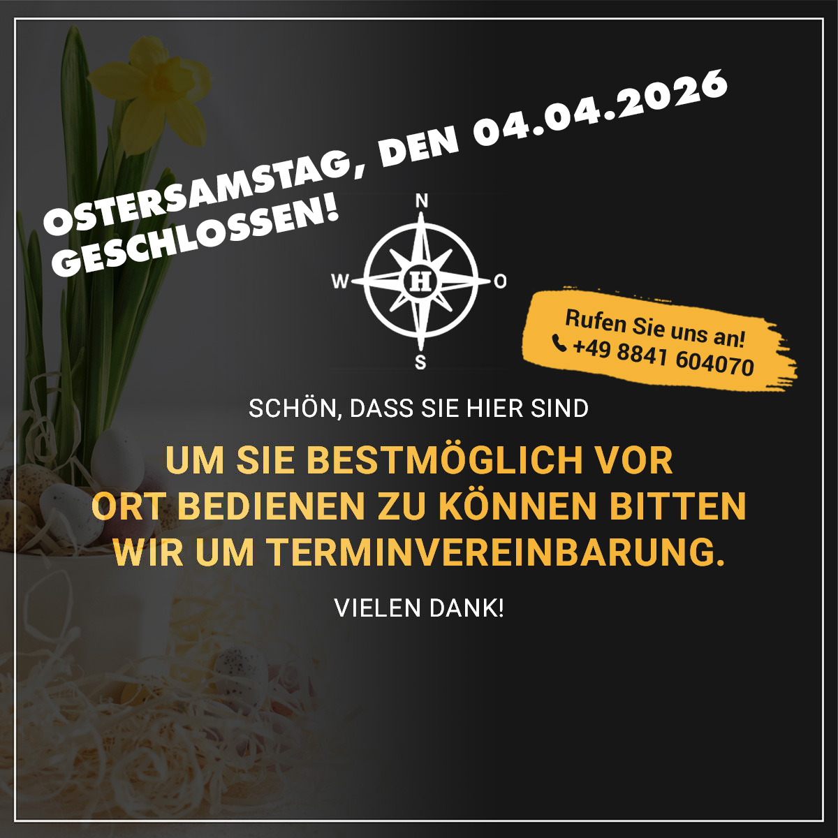 Wir bitten um Terminvereinbarung